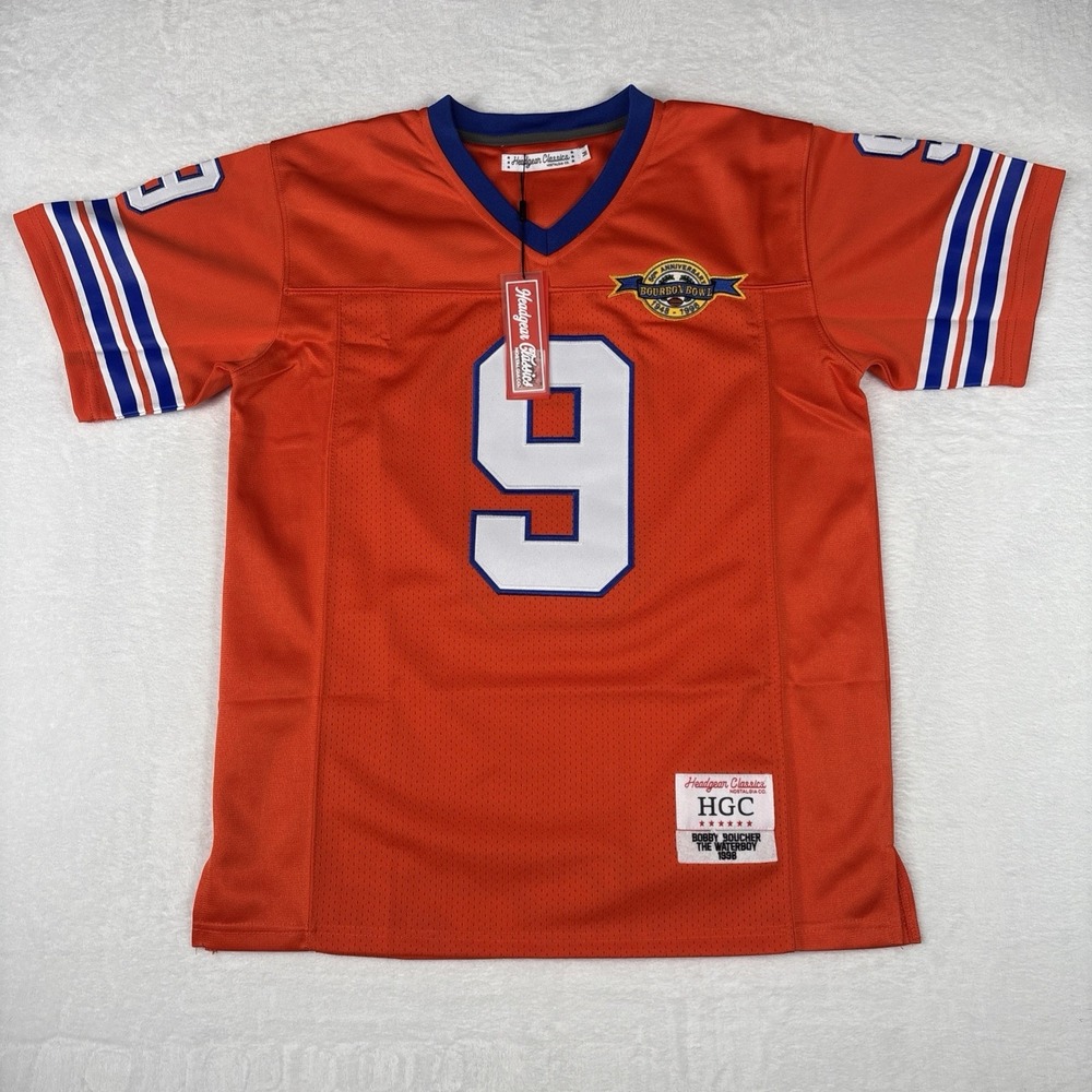 Headgear Classics Bobby Boucher #9 Bourbon Bowl Football Jersey Orange/Blue M